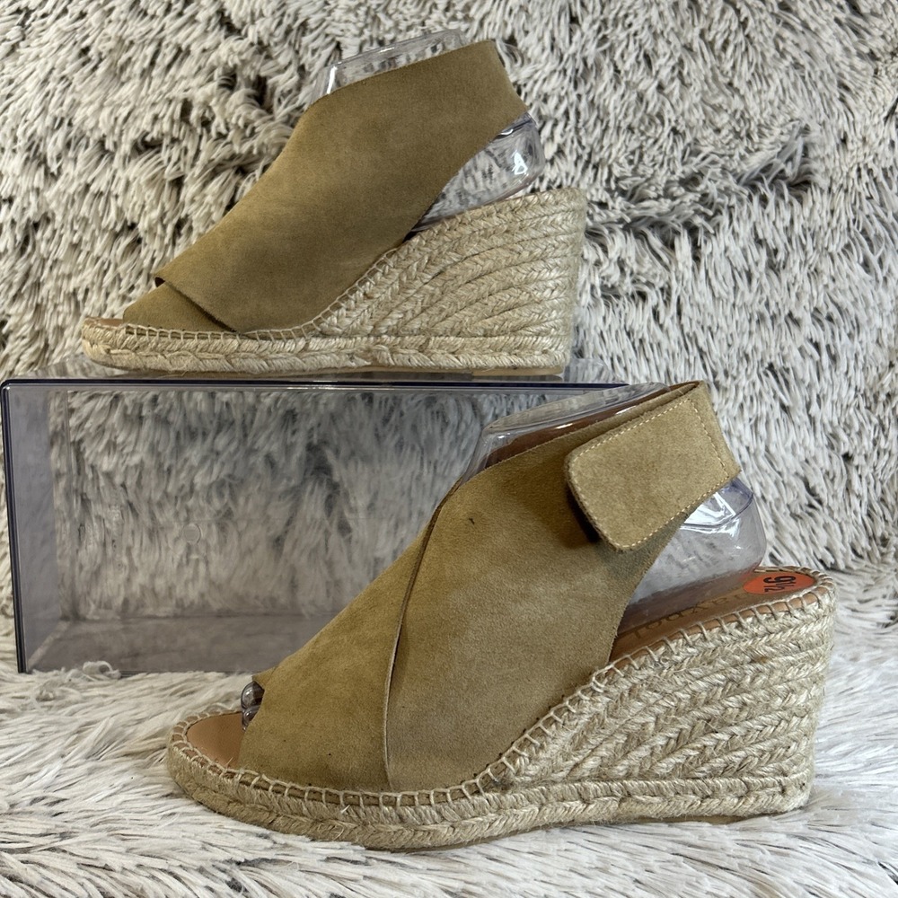 Anthropologie Maypol Womens 9.5 41‎ Espadrille Wedge Sandals Strappy Tan Suede - Picture 2 of 13
